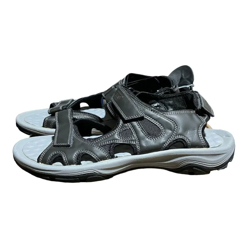 Coleman Men's Size 13 Hudson Black Open Toe Sandals Grey Active‎ Hook And Loop